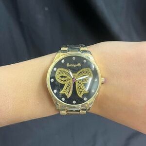 Betsey Johnson Gold and Black Women's Watch